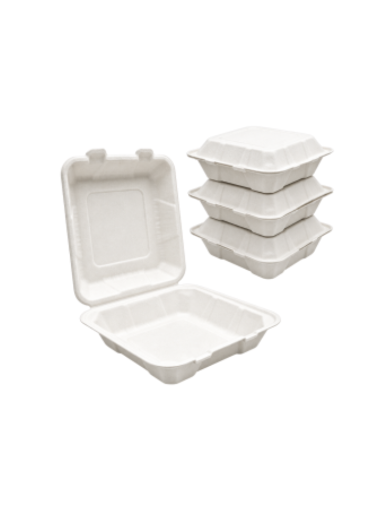 1200ml unbleached bagasse square meal box stackable eco friendly sugarcane clamshell case of 200