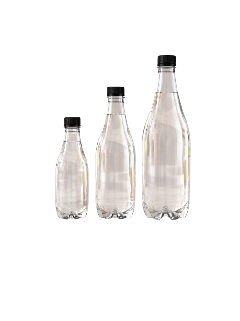 1l teardrop clear pet plastic bottles with black tamper evident screw caps wholesale case of 114